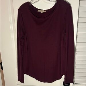 LOFT Women's Deep Burgundy Long Sleeve Top